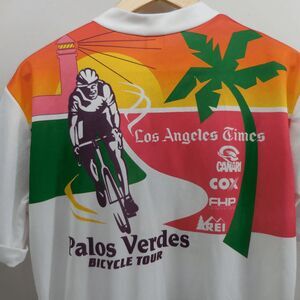 VINTAGE Canari Cycling Jersey Adult XL White Red 1/2 Zip Palos Verdes Tour